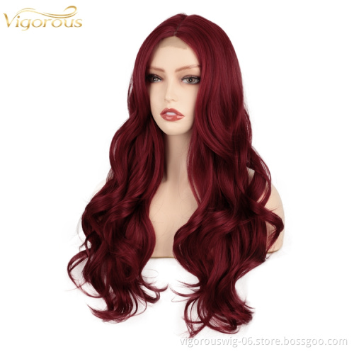 drop shipping cheap vast women brown heat resistant synthetic curly wig with lace front